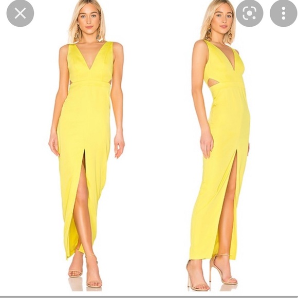NBD Dresses & Skirts - NWT NBD Greta Gown in Yellow with slit. Size XS